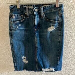 Ag Adriano Goldschmied The Erin Distressed Denim Pencil Skirt MidWash Sz 24- EUC